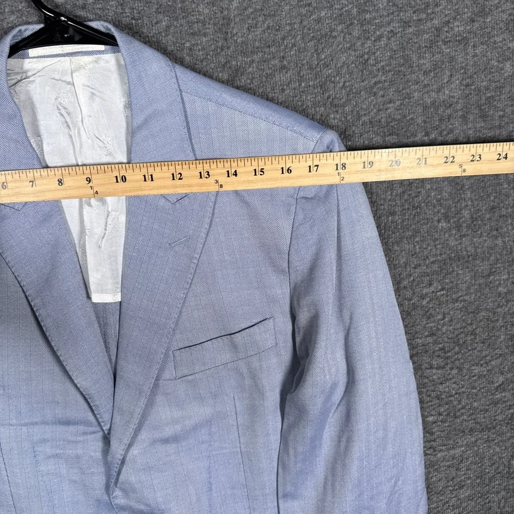Versace Collection‎ Blazer Mens 52IT(42) Blue Silk Wool Herringbone Unstructured